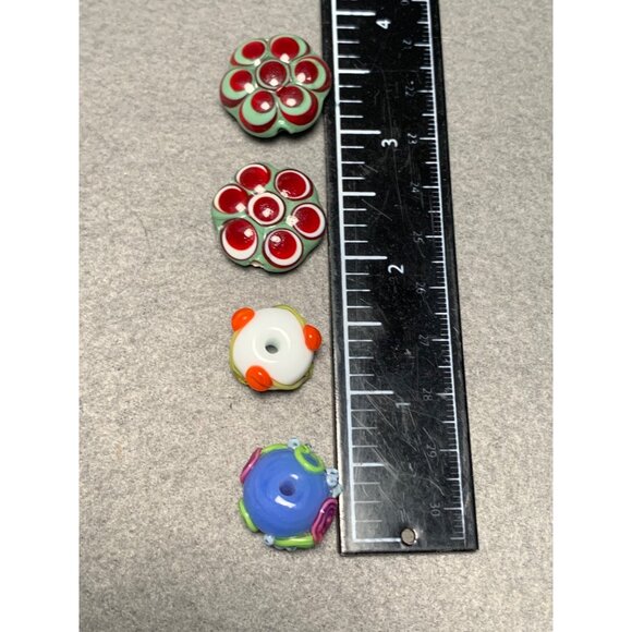 Handmade Lampwork Glass Beads Set - Floral & Polka Dot Designs - Jewelry Making - Picture 9 of 12